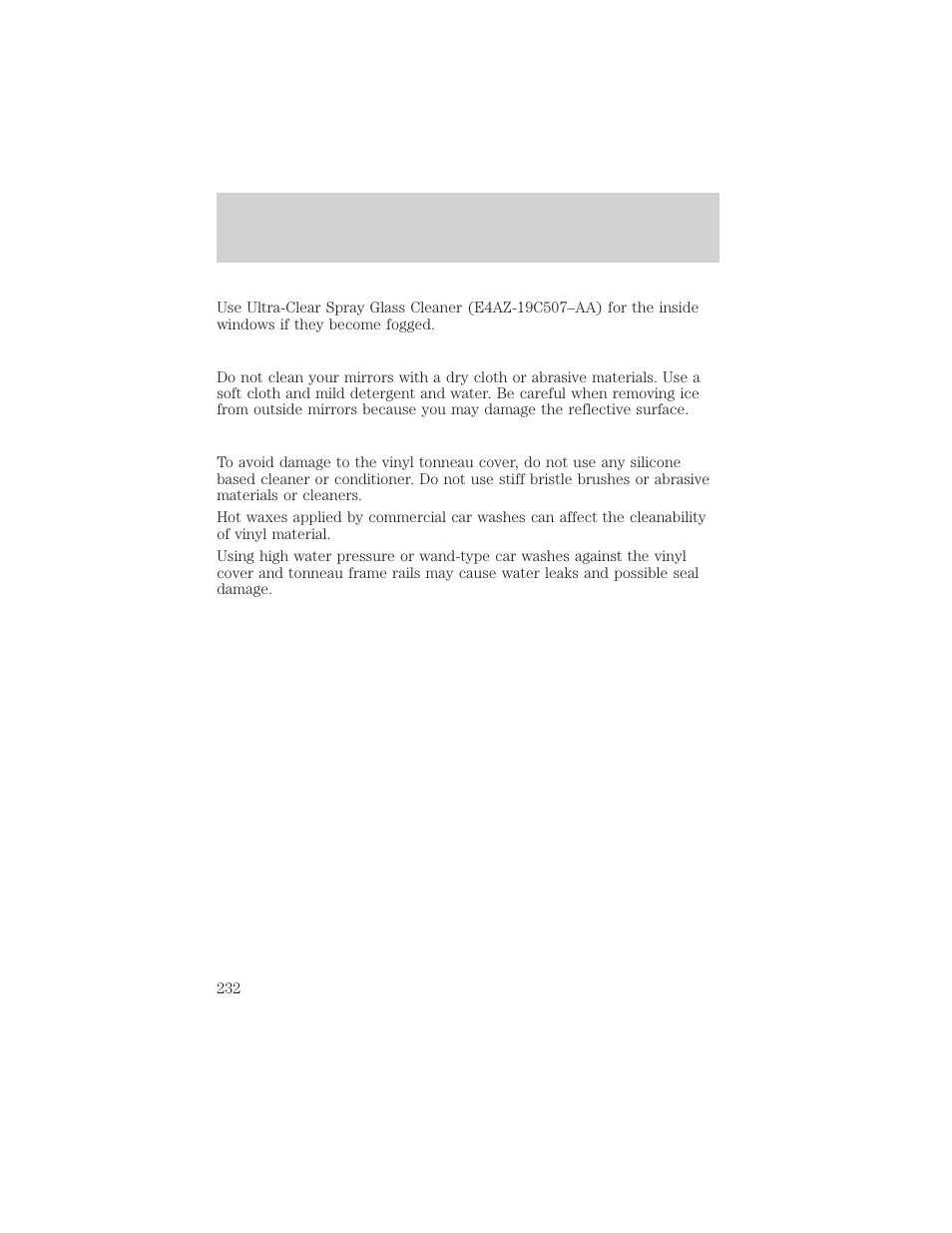 Maintenance and care | FORD 2002 Explorer Sport Trac v.1 User Manual | Page 232 / 264