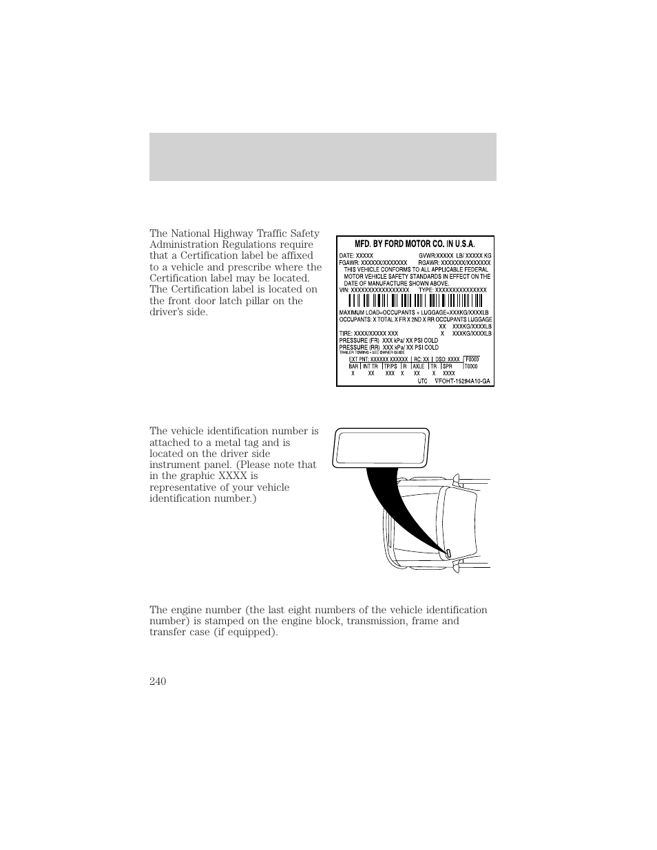 Capacities and specifications | FORD 2002 Explorer Sport Trac v.1 User Manual | Page 240 / 264