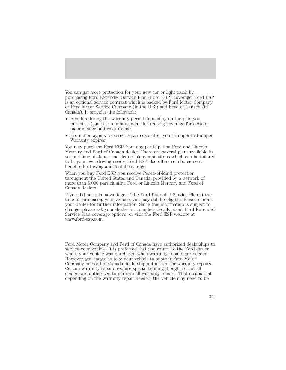 Customer assistance | FORD 2002 Explorer Sport Trac v.1 User Manual | Page 241 / 264