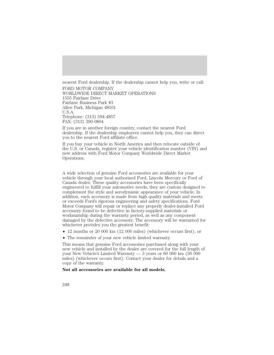 Customer assistance | FORD 2002 Explorer Sport Trac v.1 User Manual | Page 248 / 264