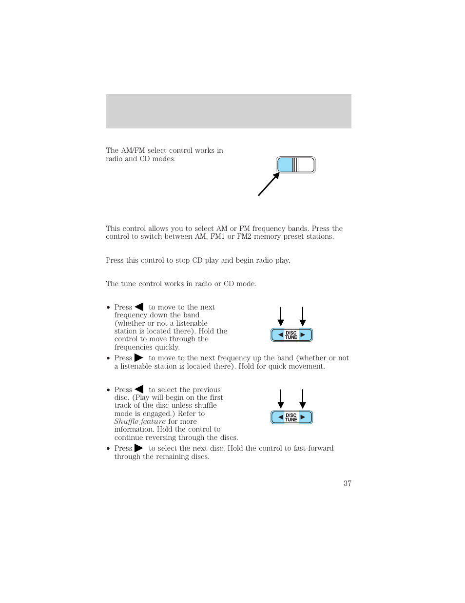 Controls and features | FORD 2002 Explorer Sport Trac v.1 User Manual | Page 37 / 264