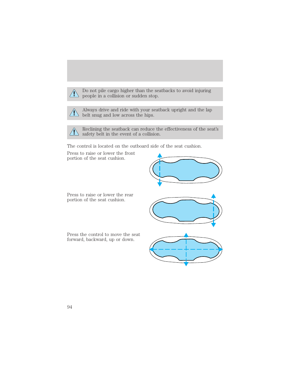 Seating and safety restraints | FORD 2002 Explorer Sport Trac v.1 User Manual | Page 94 / 264