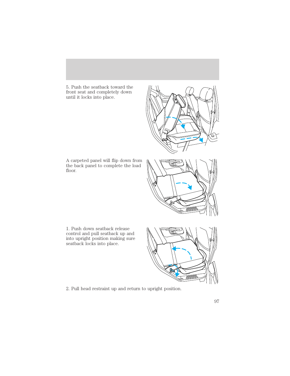 Seating and safety restraints | FORD 2002 Explorer Sport Trac v.1 User Manual | Page 97 / 264