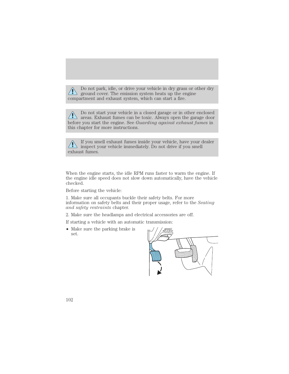 Driving | FORD 2002 Explorer Sport Trac v.2 User Manual | Page 102 / 200