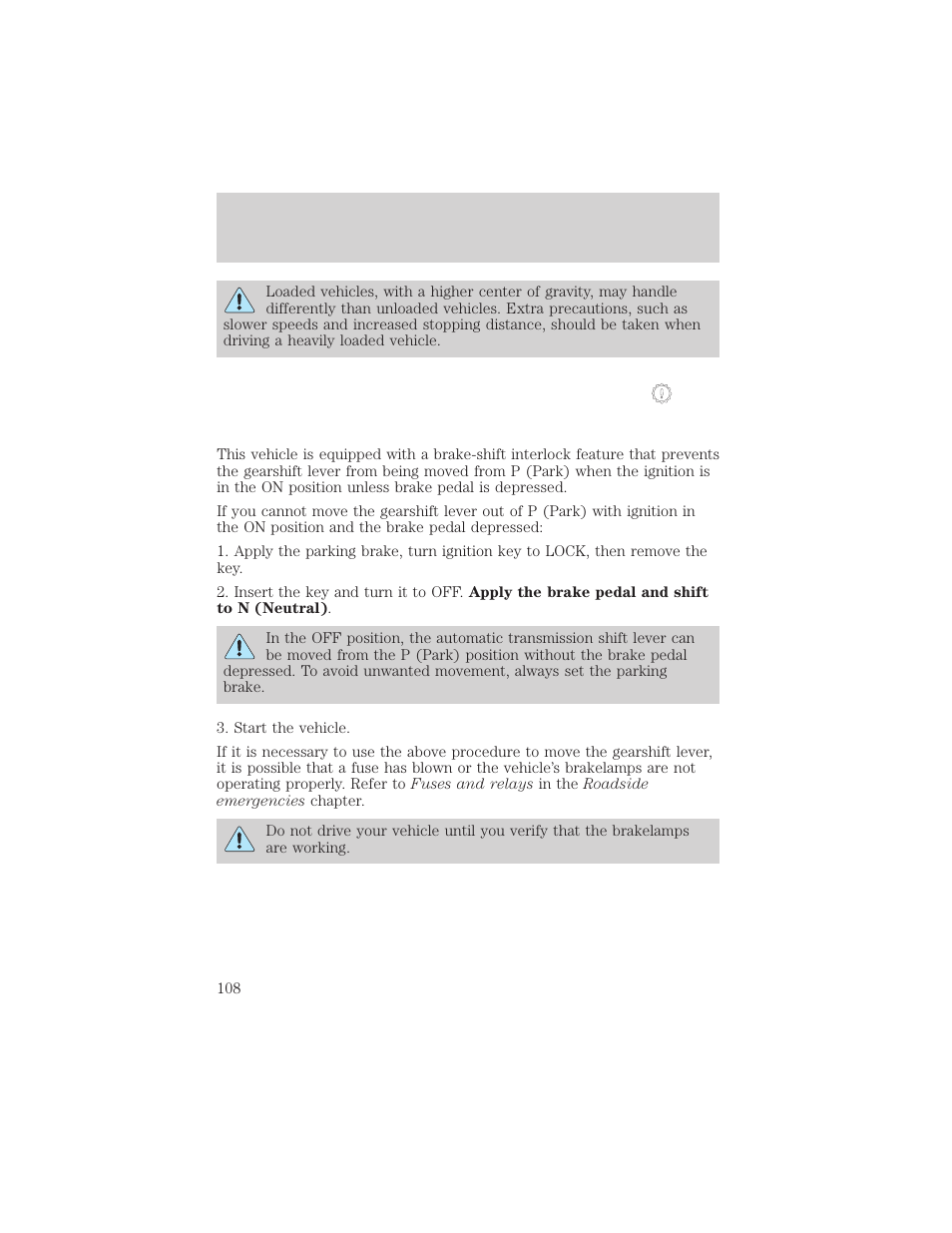 Driving | FORD 2002 Explorer Sport Trac v.2 User Manual | Page 108 / 200