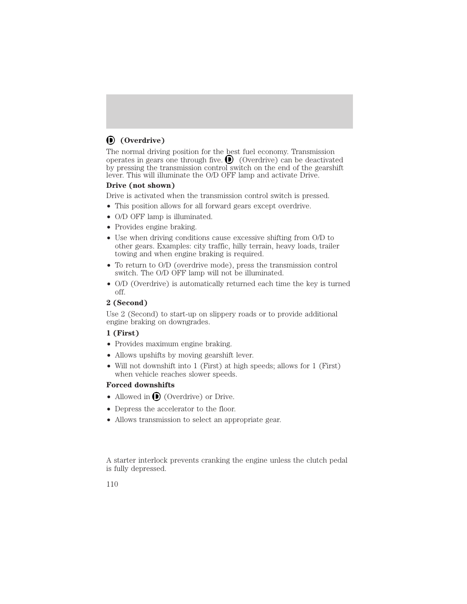 Driving | FORD 2002 Explorer Sport Trac v.2 User Manual | Page 110 / 200