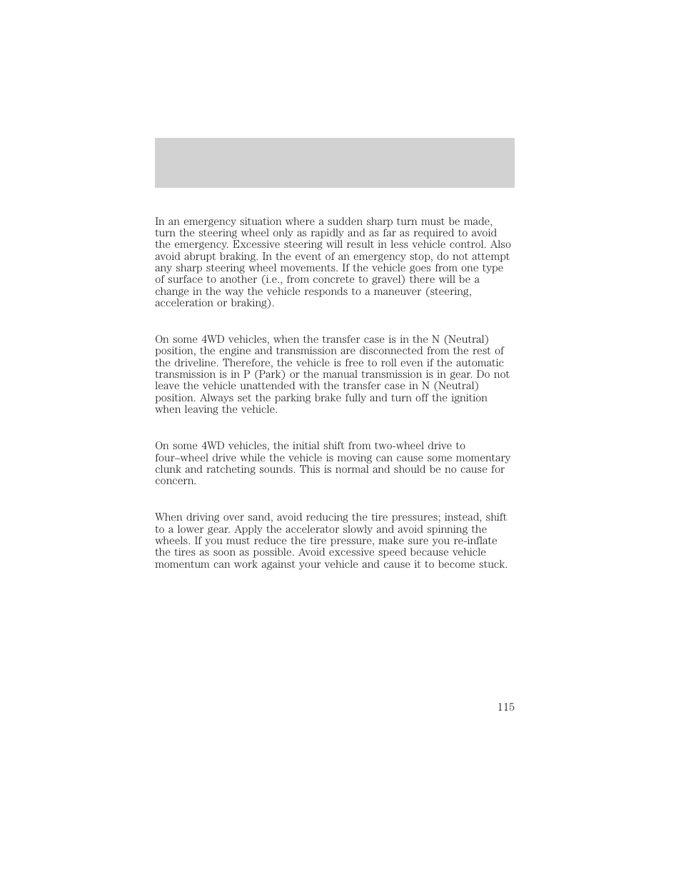 Driving | FORD 2002 Explorer Sport Trac v.2 User Manual | Page 115 / 200