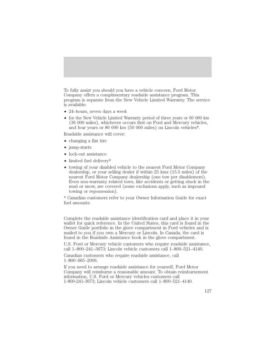 Roadside emergencies | FORD 2002 Explorer Sport Trac v.2 User Manual | Page 127 / 200