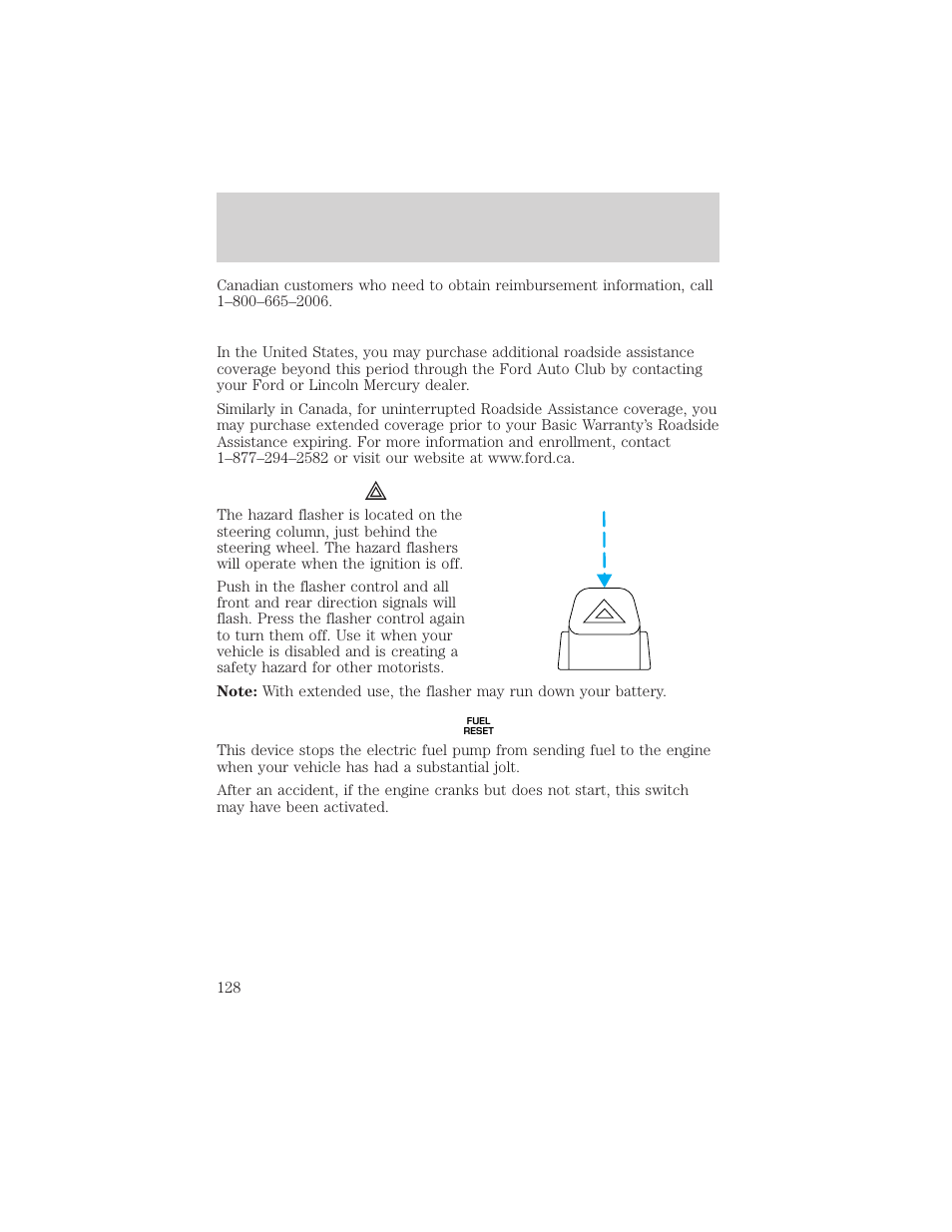 Roadside emergencies | FORD 2002 Explorer Sport Trac v.2 User Manual | Page 128 / 200