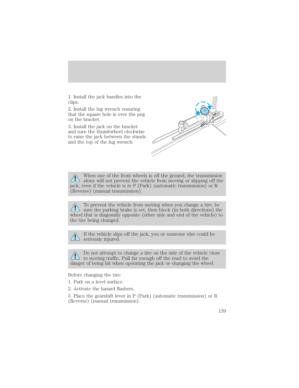 Roadside emergencies | FORD 2002 Explorer Sport Trac v.2 User Manual | Page 139 / 200
