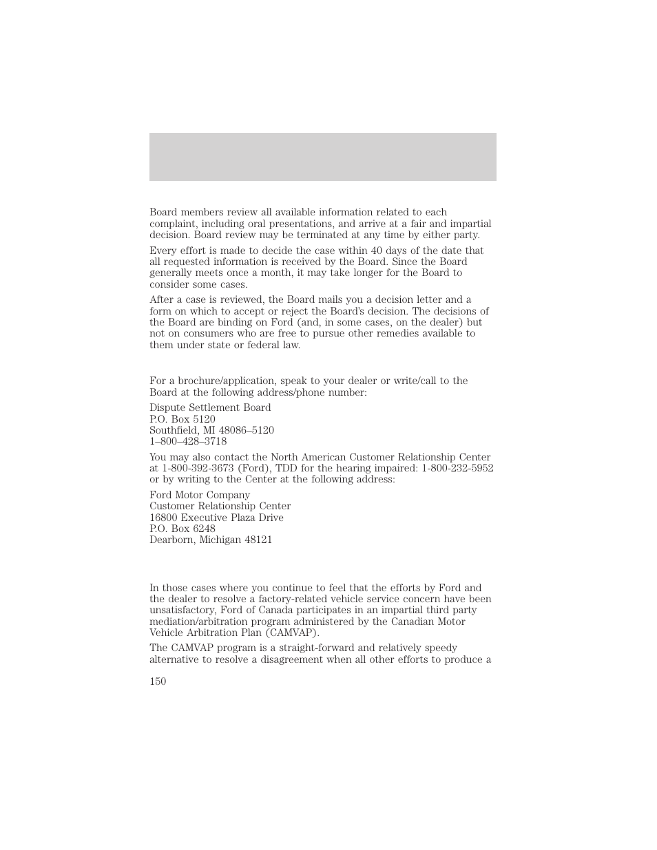 Customer assistance | FORD 2002 Explorer Sport Trac v.2 User Manual | Page 150 / 200