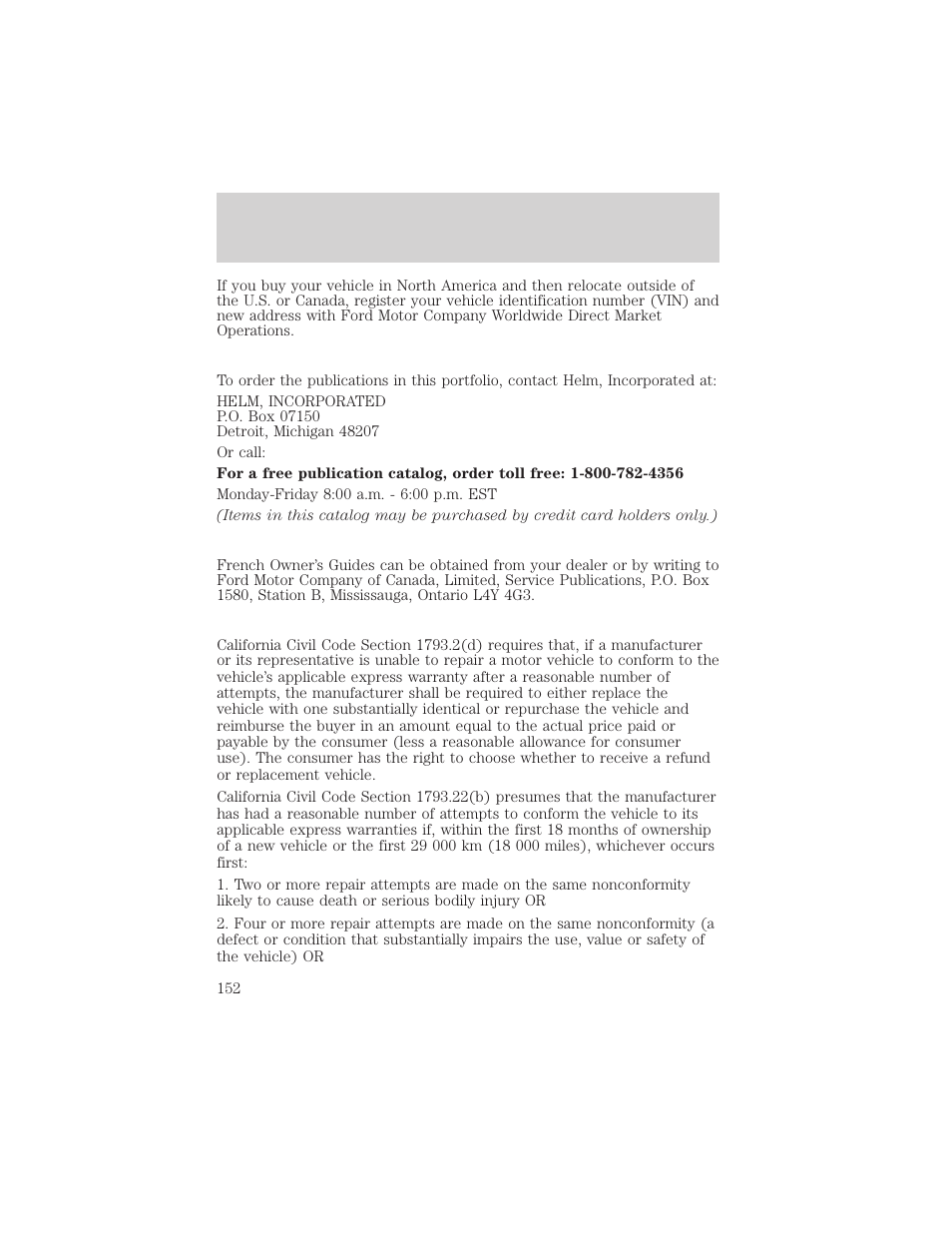 Customer assistance | FORD 2002 Explorer Sport Trac v.2 User Manual | Page 152 / 200