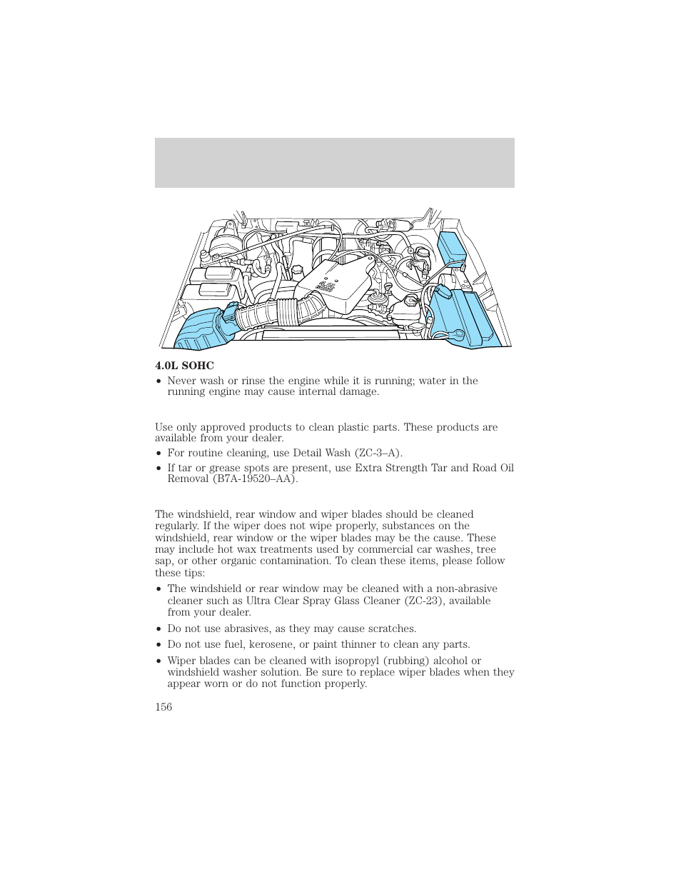 Cleaning | FORD 2002 Explorer Sport Trac v.2 User Manual | Page 156 / 200