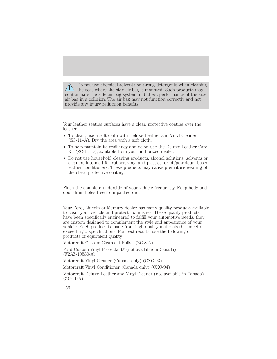 Cleaning | FORD 2002 Explorer Sport Trac v.2 User Manual | Page 158 / 200
