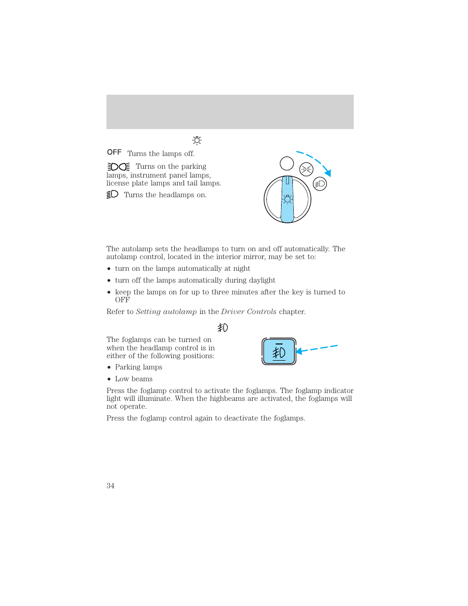 Lights | FORD 2002 Explorer Sport Trac v.2 User Manual | Page 34 / 200
