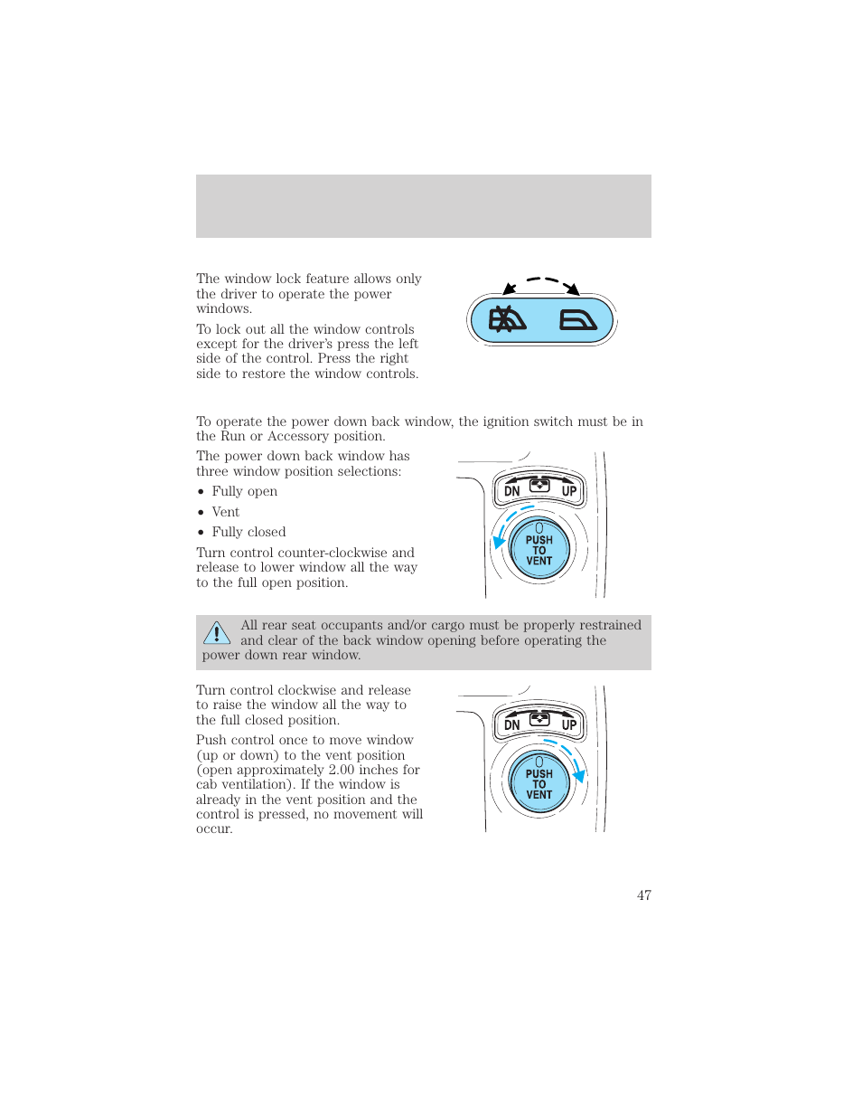 Driver controls | FORD 2002 Explorer Sport Trac v.2 User Manual | Page 47 / 200