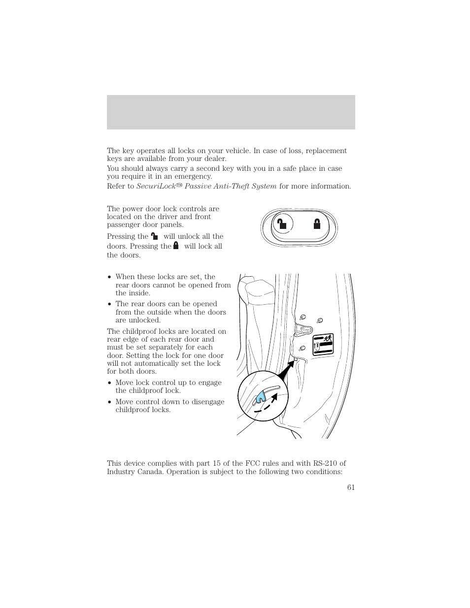 Locks and security | FORD 2002 Explorer Sport Trac v.2 User Manual | Page 61 / 200