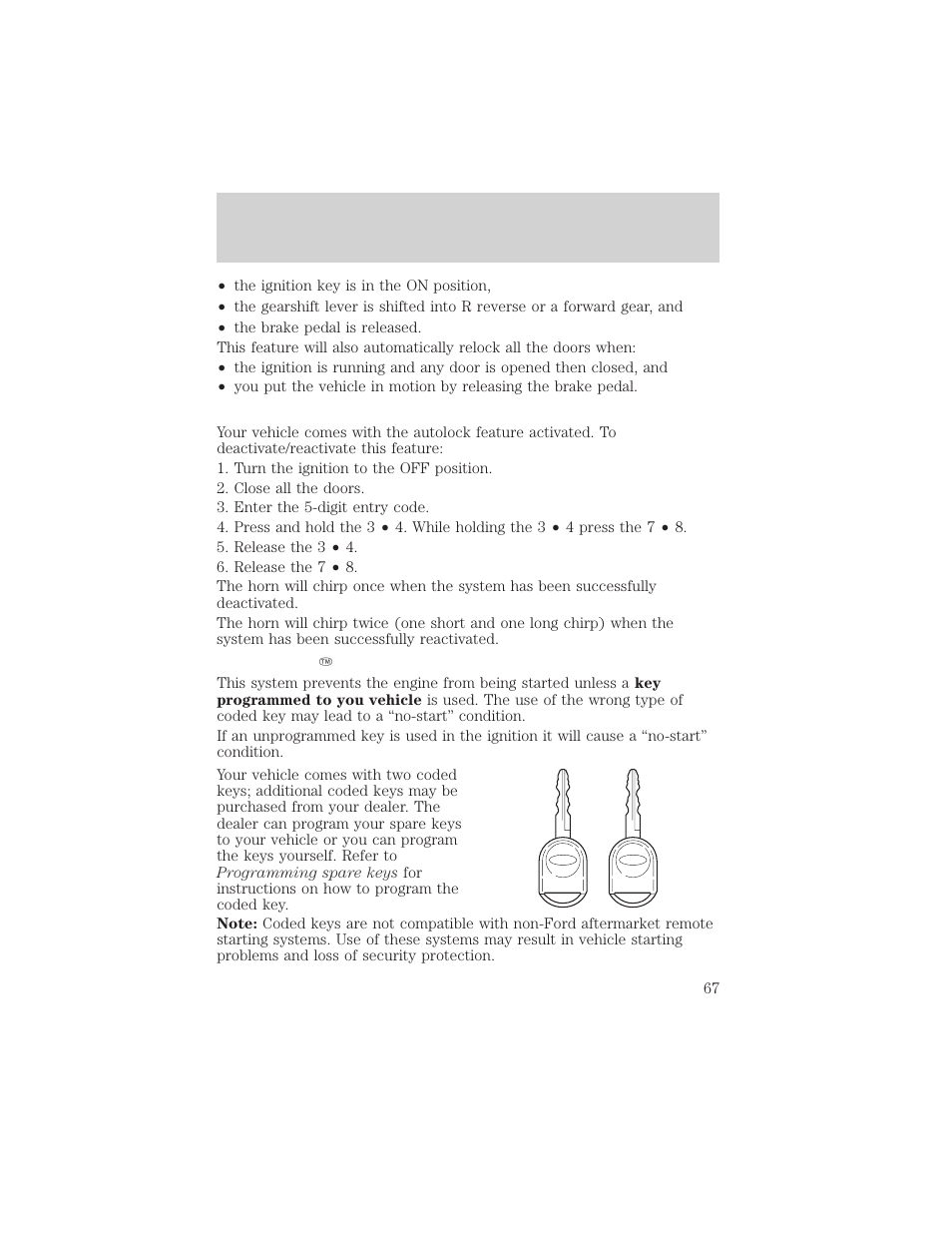 Locks and security | FORD 2002 Explorer Sport Trac v.2 User Manual | Page 67 / 200