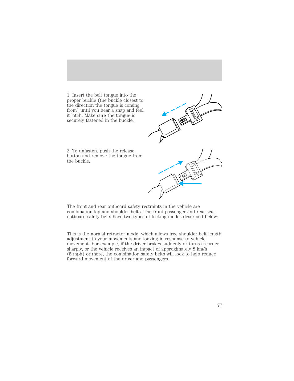 Seating and safety restraints | FORD 2002 Explorer Sport Trac v.2 User Manual | Page 77 / 200