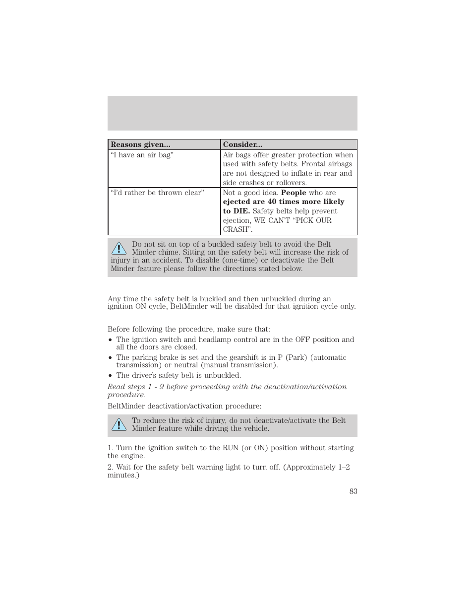 Seating and safety restraints | FORD 2002 Explorer Sport Trac v.2 User Manual | Page 83 / 200