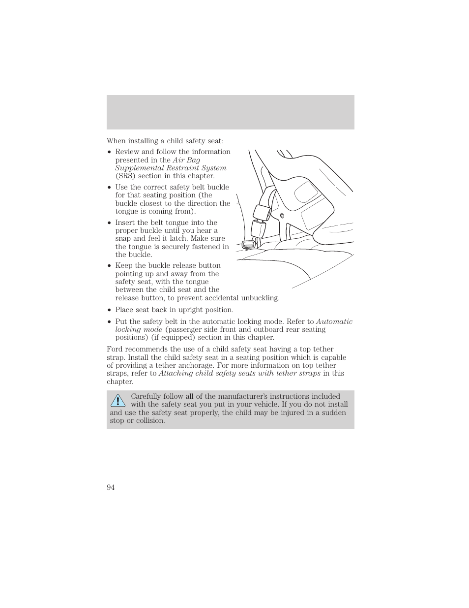 Seating and safety restraints | FORD 2002 Explorer Sport Trac v.2 User Manual | Page 94 / 200