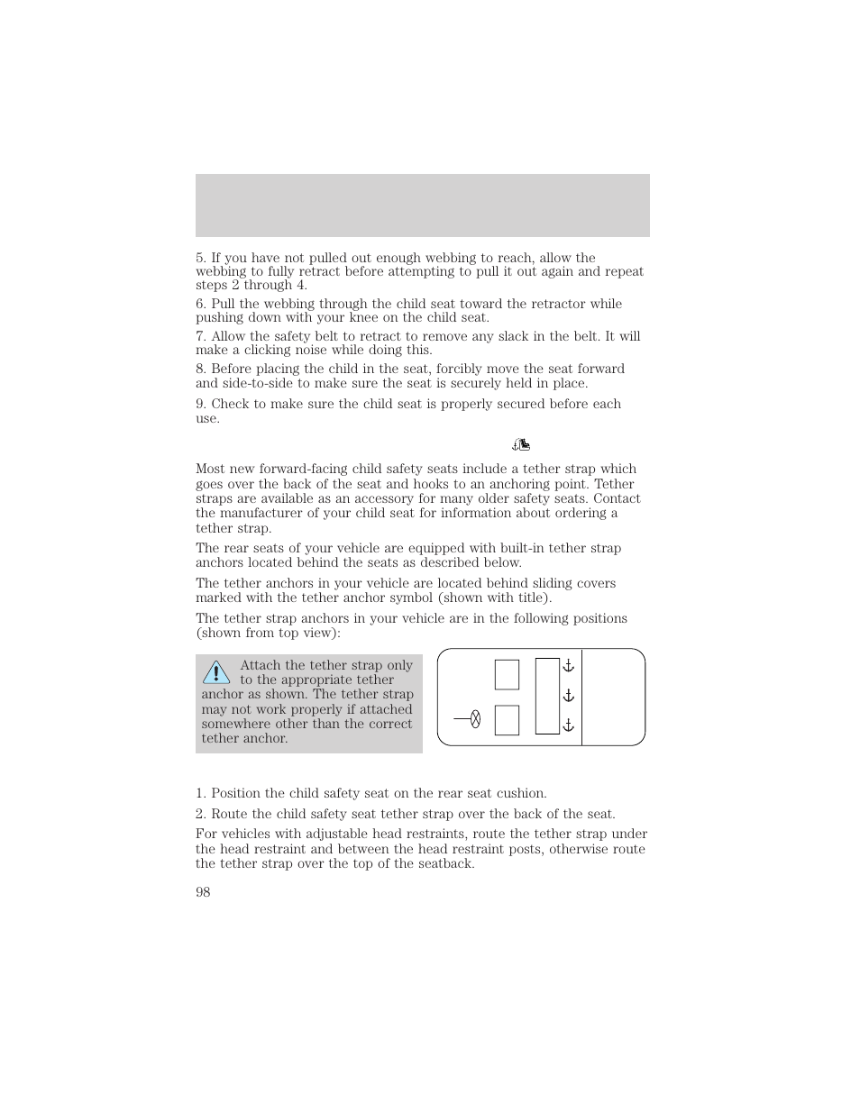 Seating and safety restraints | FORD 2002 Explorer Sport Trac v.2 User Manual | Page 98 / 200