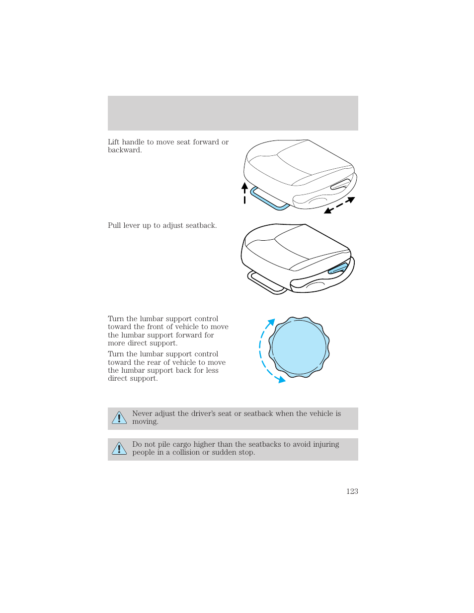 Seating and safety restraints | FORD 2002 F-150 v.1 User Manual | Page 123 / 320