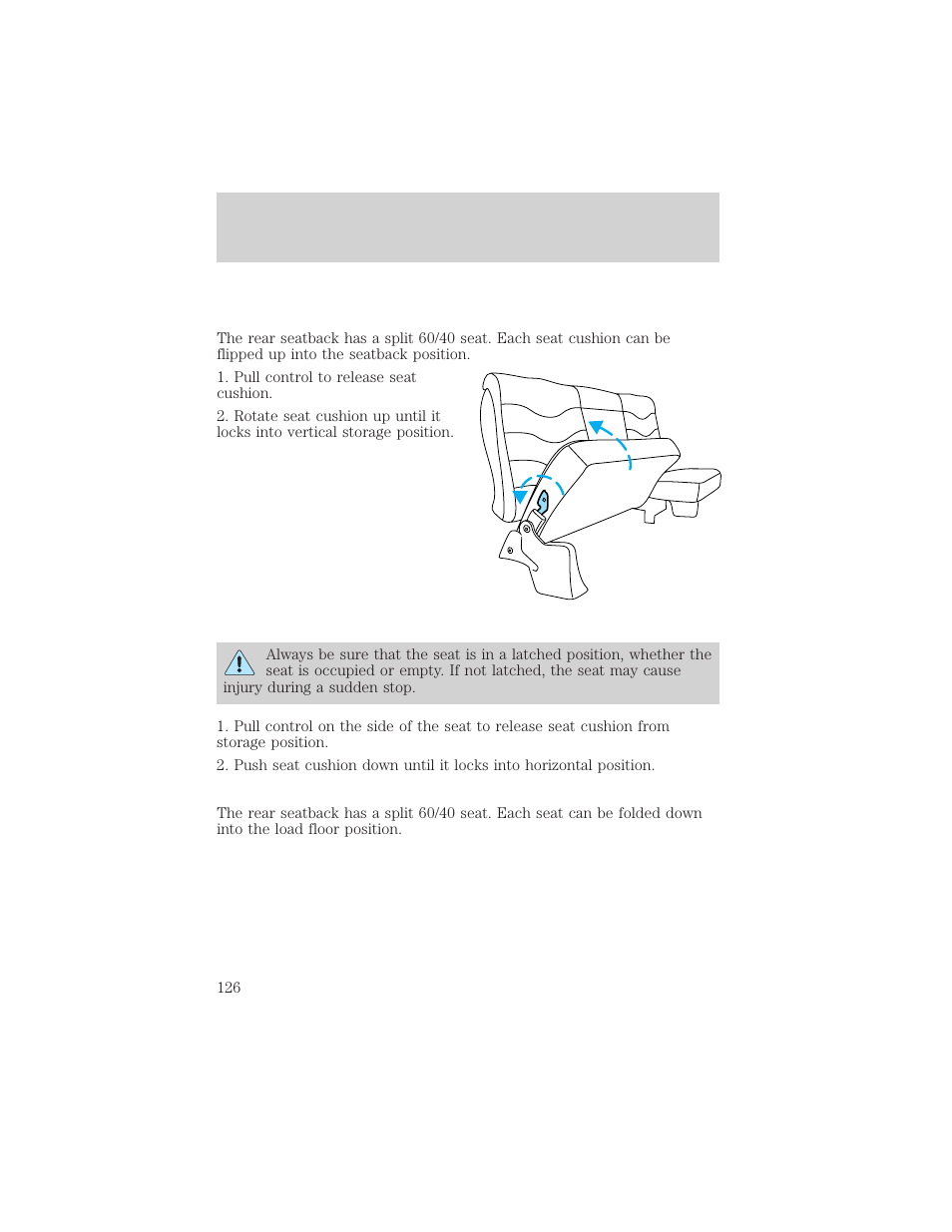 Seating and safety restraints | FORD 2002 F-150 v.1 User Manual | Page 126 / 320