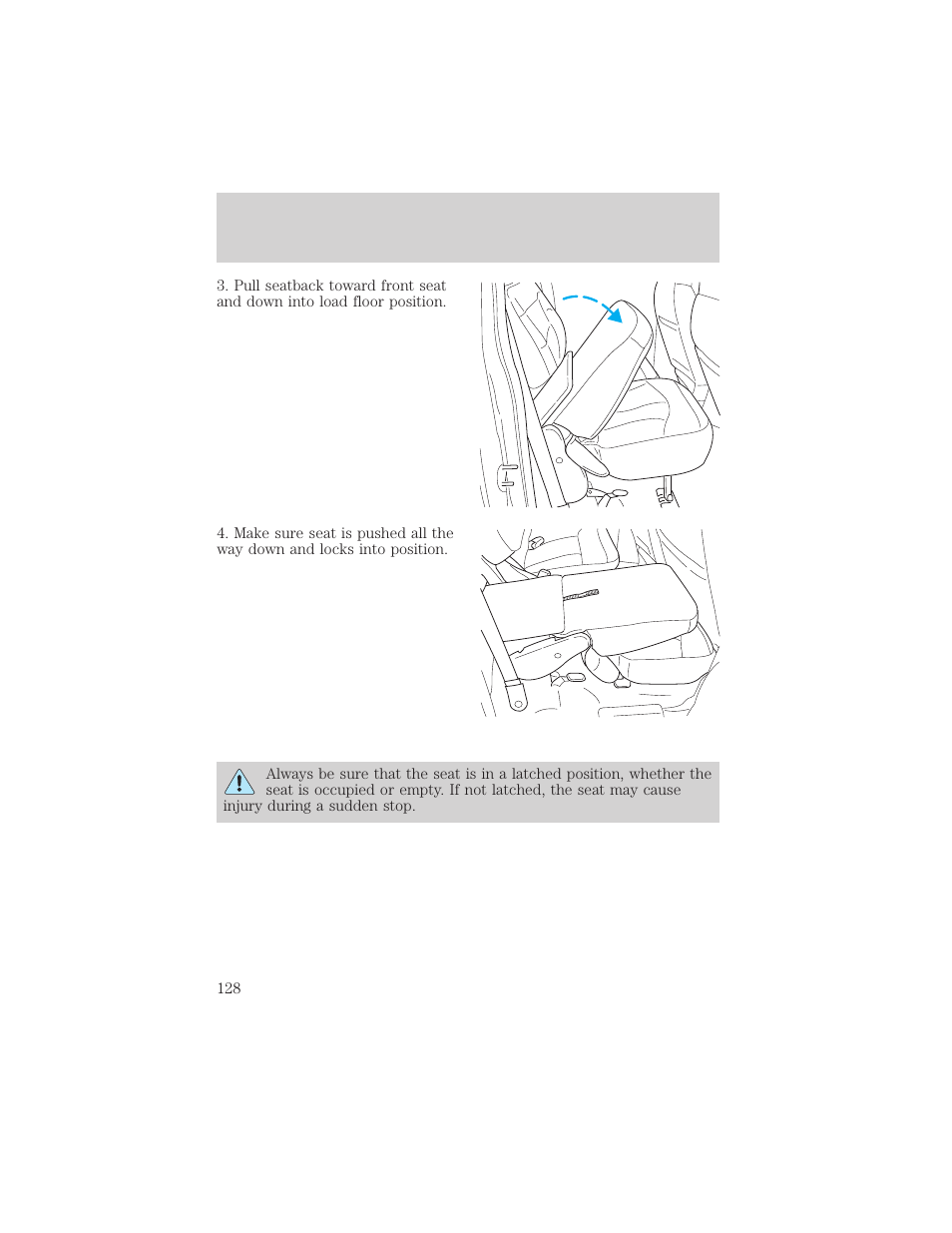 Seating and safety restraints | FORD 2002 F-150 v.1 User Manual | Page 128 / 320