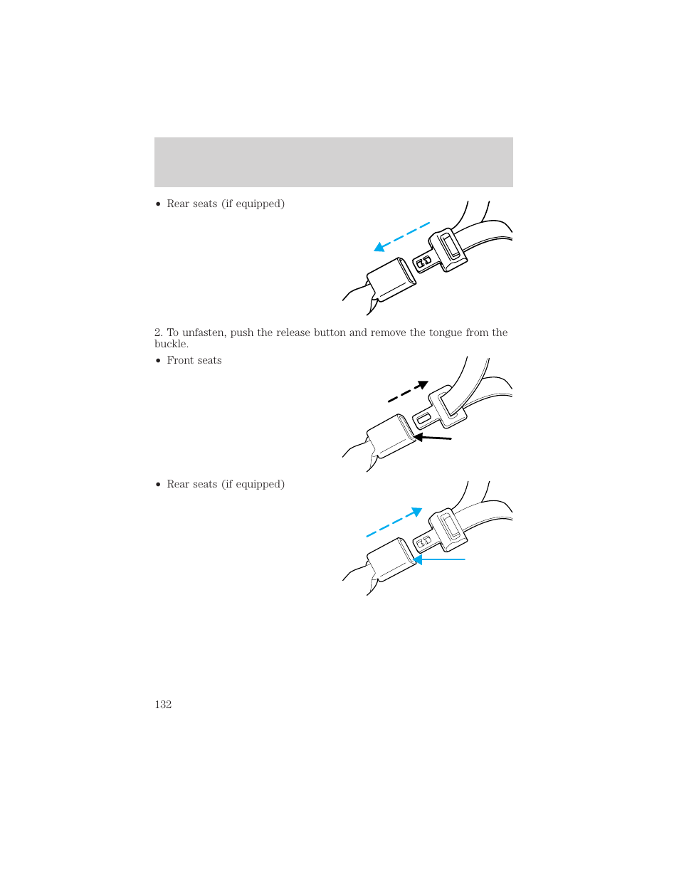 Seating and safety restraints | FORD 2002 F-150 v.1 User Manual | Page 132 / 320