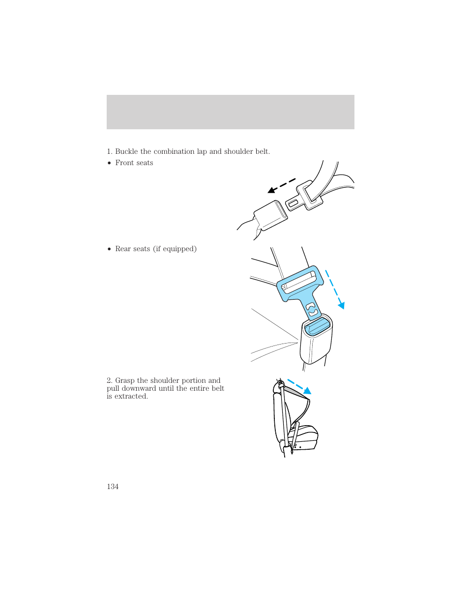 Seating and safety restraints | FORD 2002 F-150 v.1 User Manual | Page 134 / 320