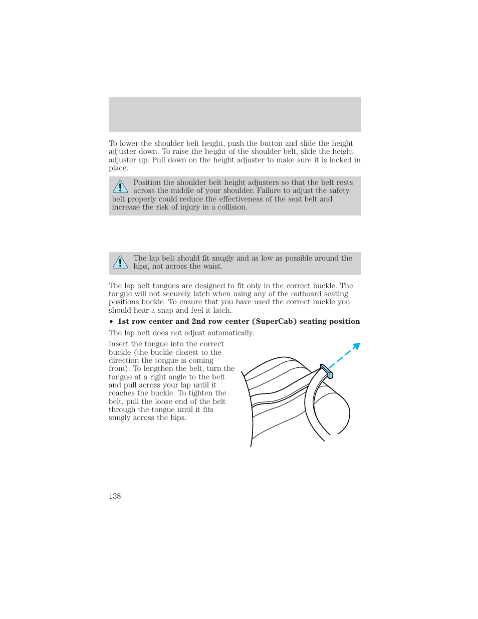 Seating and safety restraints | FORD 2002 F-150 v.1 User Manual | Page 138 / 320