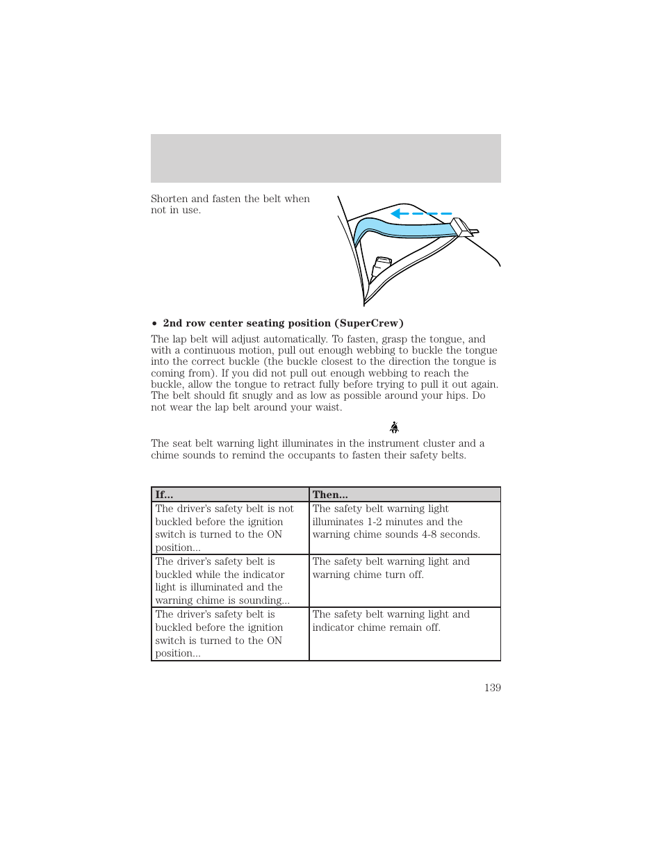 Seating and safety restraints | FORD 2002 F-150 v.1 User Manual | Page 139 / 320