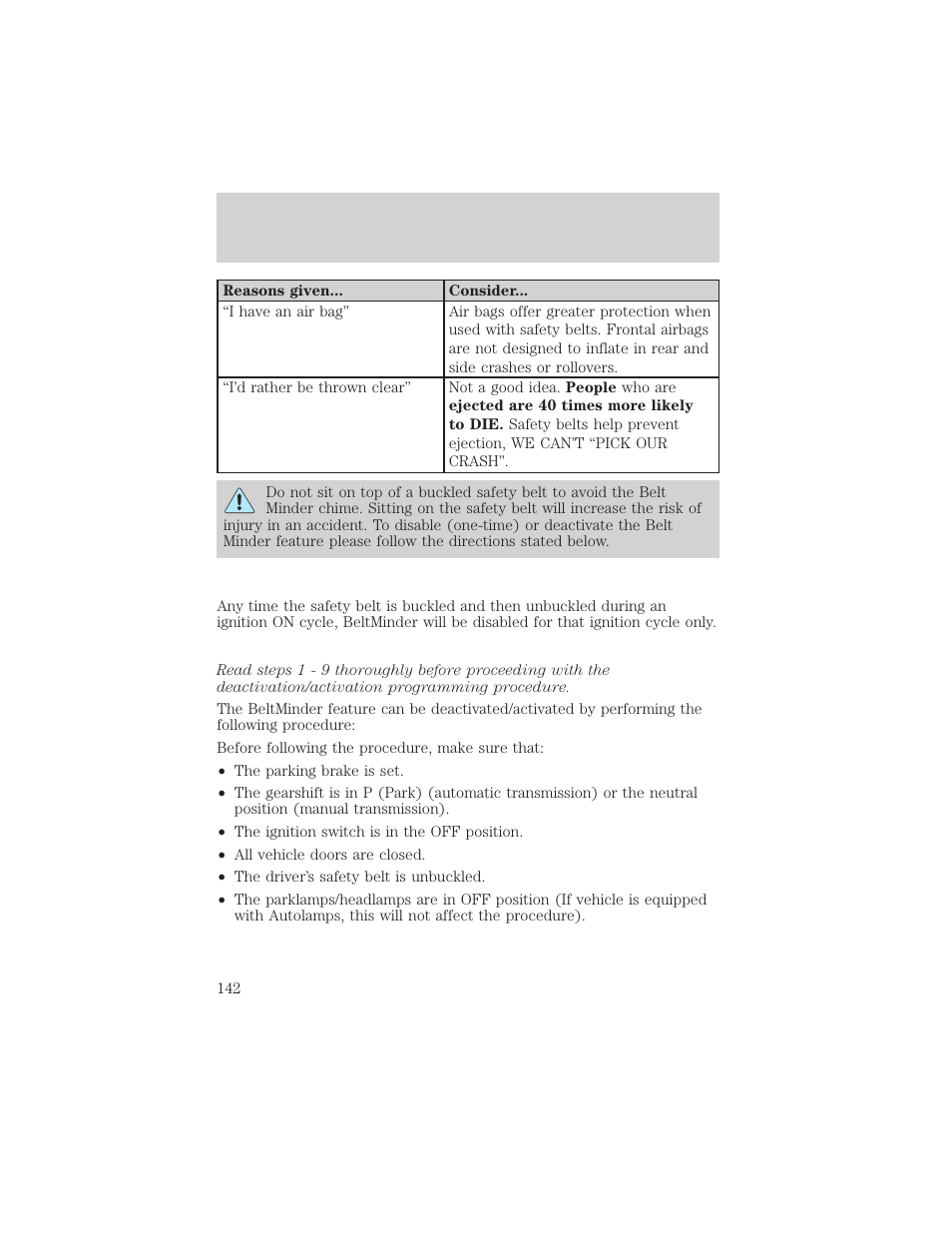 Seating and safety restraints | FORD 2002 F-150 v.1 User Manual | Page 142 / 320