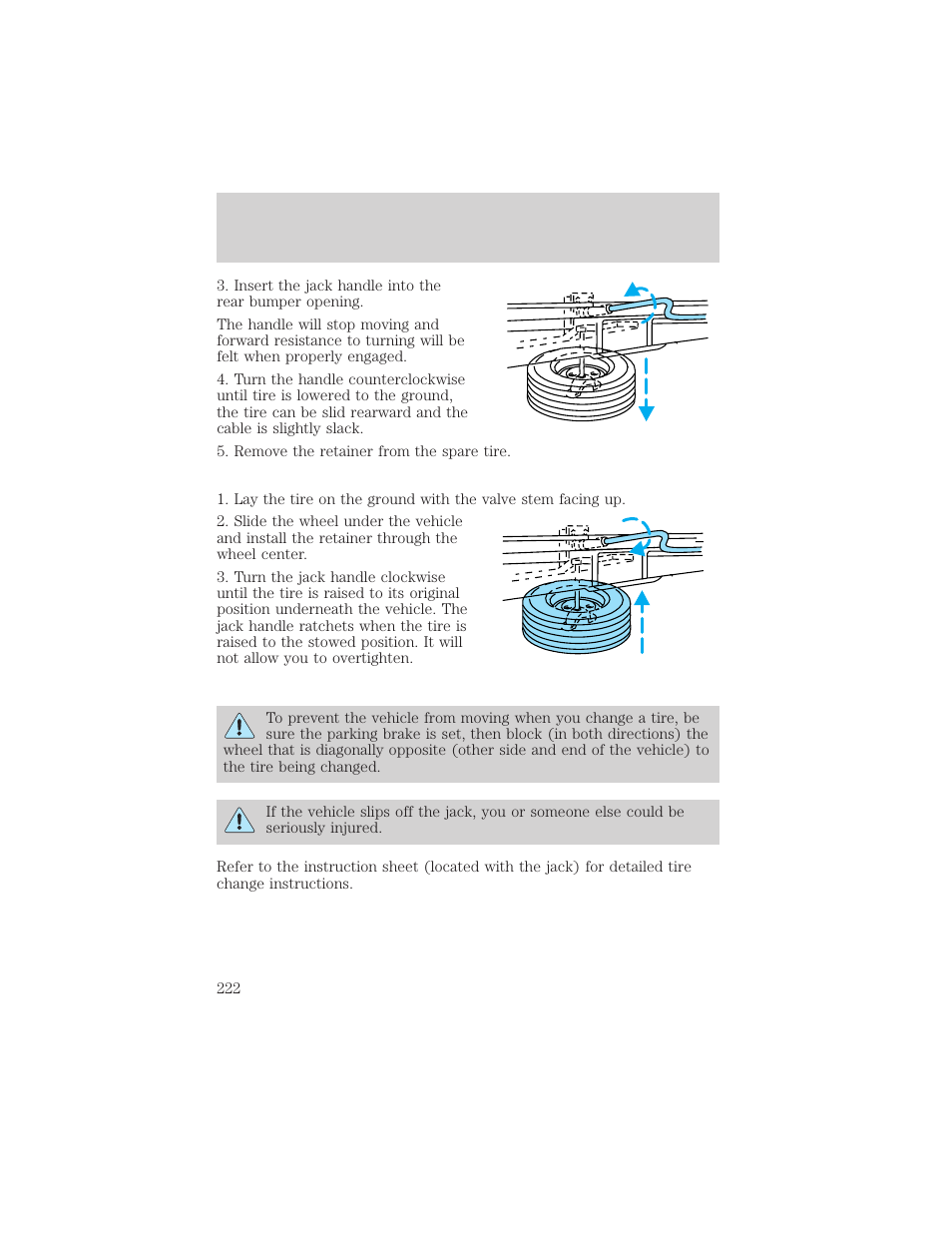 Roadside emergencies | FORD 2002 F-150 v.1 User Manual | Page 222 / 320