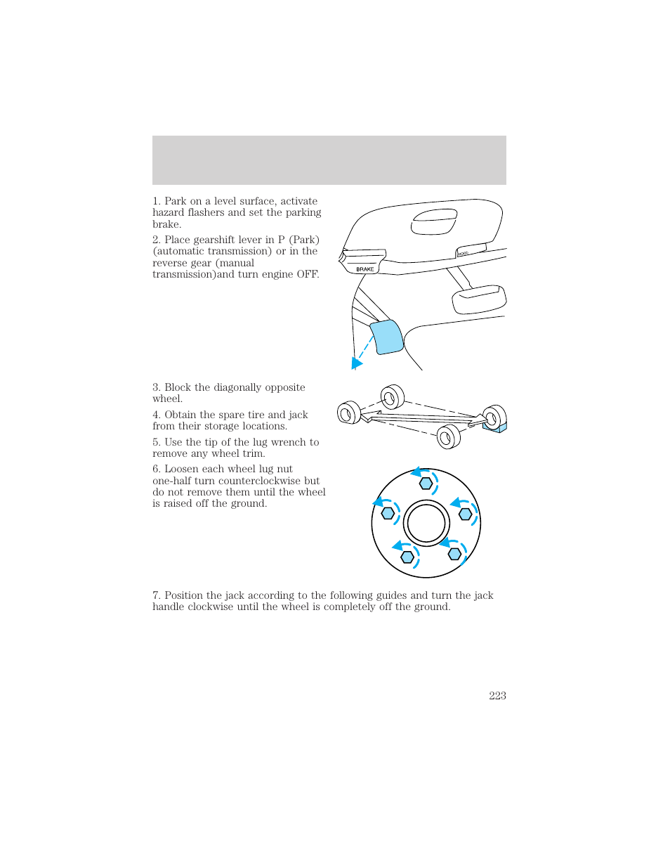 Roadside emergencies | FORD 2002 F-150 v.1 User Manual | Page 223 / 320