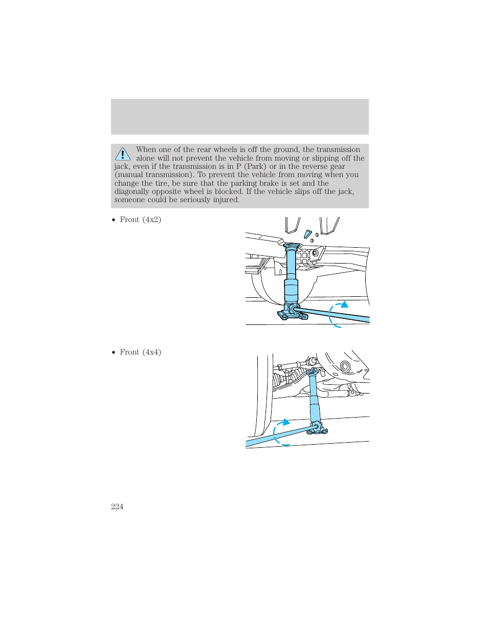 Roadside emergencies | FORD 2002 F-150 v.1 User Manual | Page 224 / 320