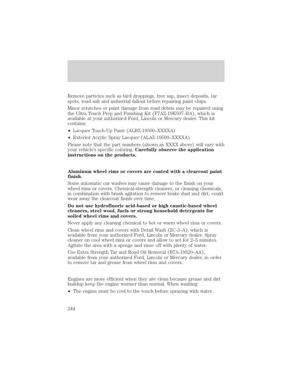 Cleaning | FORD 2002 F-150 v.1 User Manual | Page 244 / 320