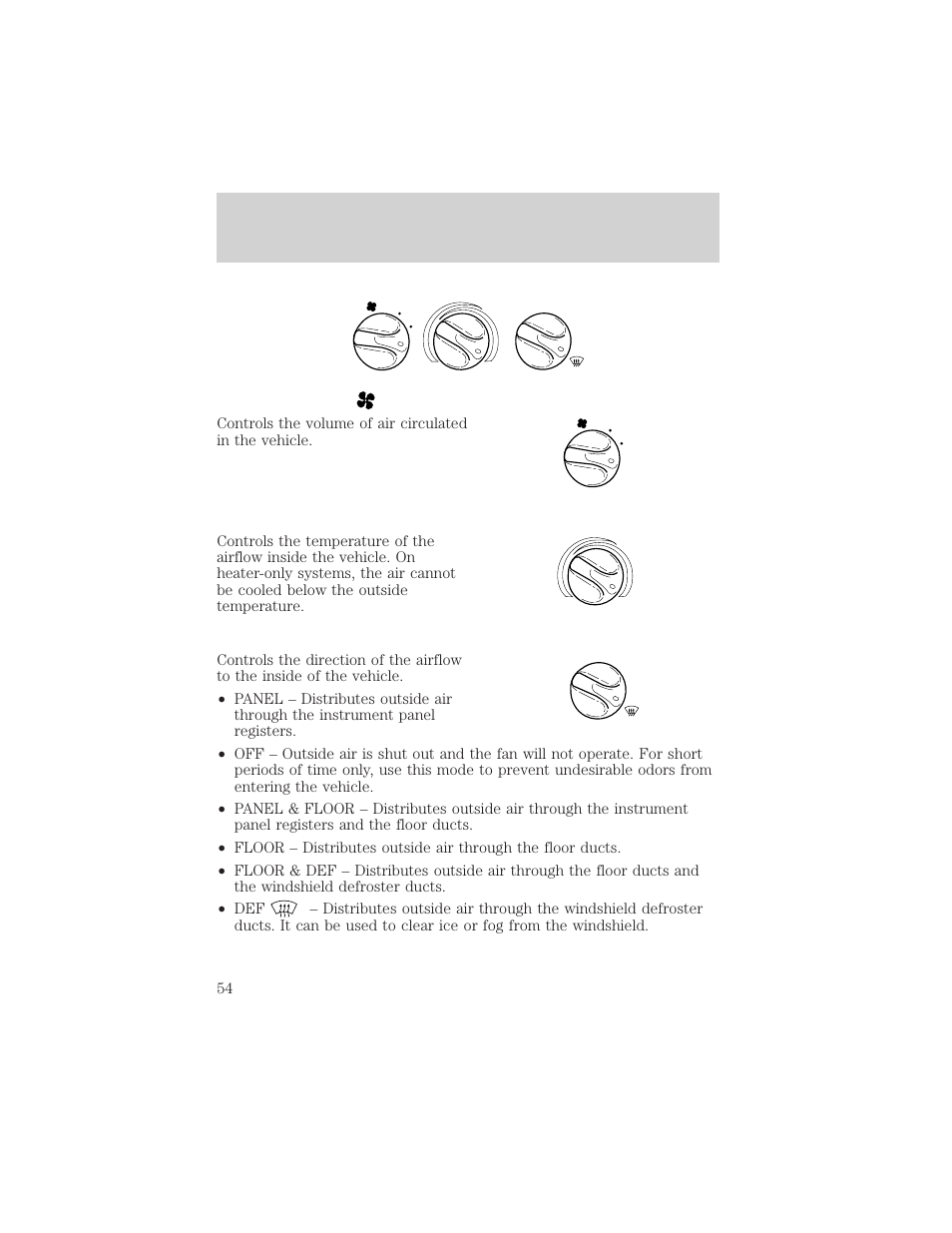 Climate controls | FORD 2002 F-150 v.1 User Manual | Page 54 / 320