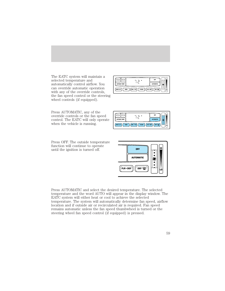 Climate controls | FORD 2002 F-150 v.1 User Manual | Page 59 / 320