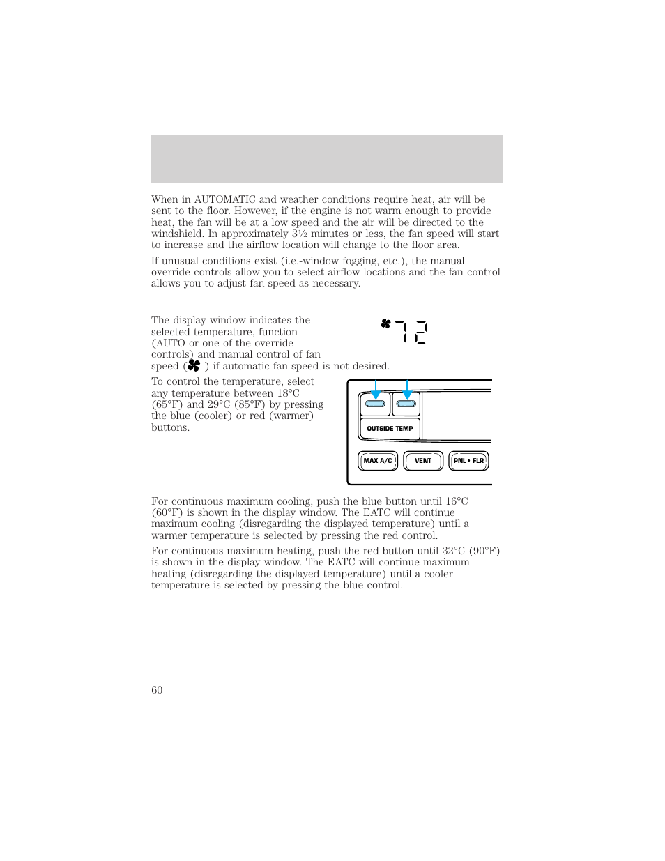 Climate controls | FORD 2002 F-150 v.1 User Manual | Page 60 / 320