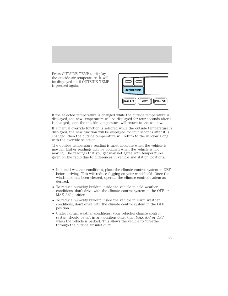 Climate controls | FORD 2002 F-150 v.1 User Manual | Page 63 / 320