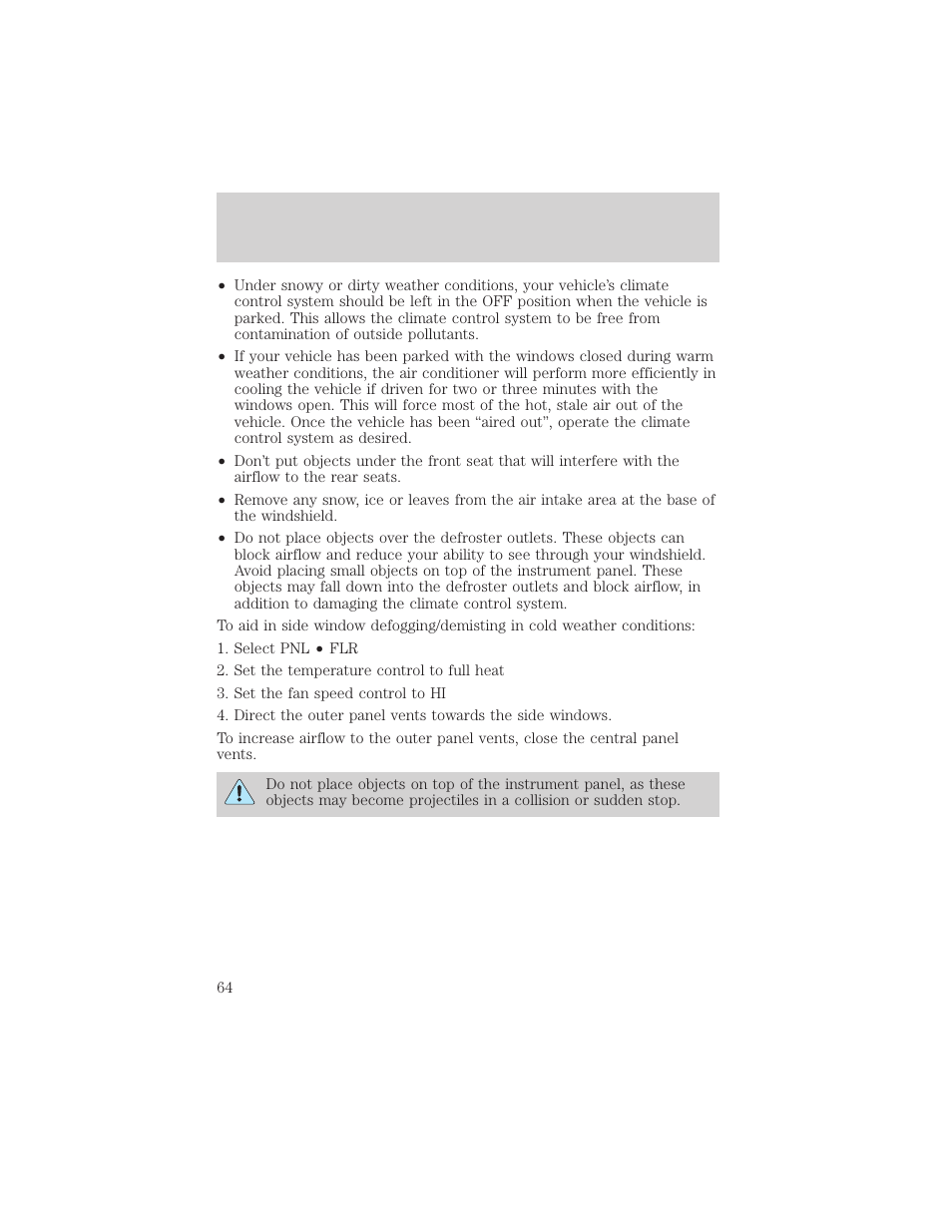 Climate controls | FORD 2002 F-150 v.1 User Manual | Page 64 / 320