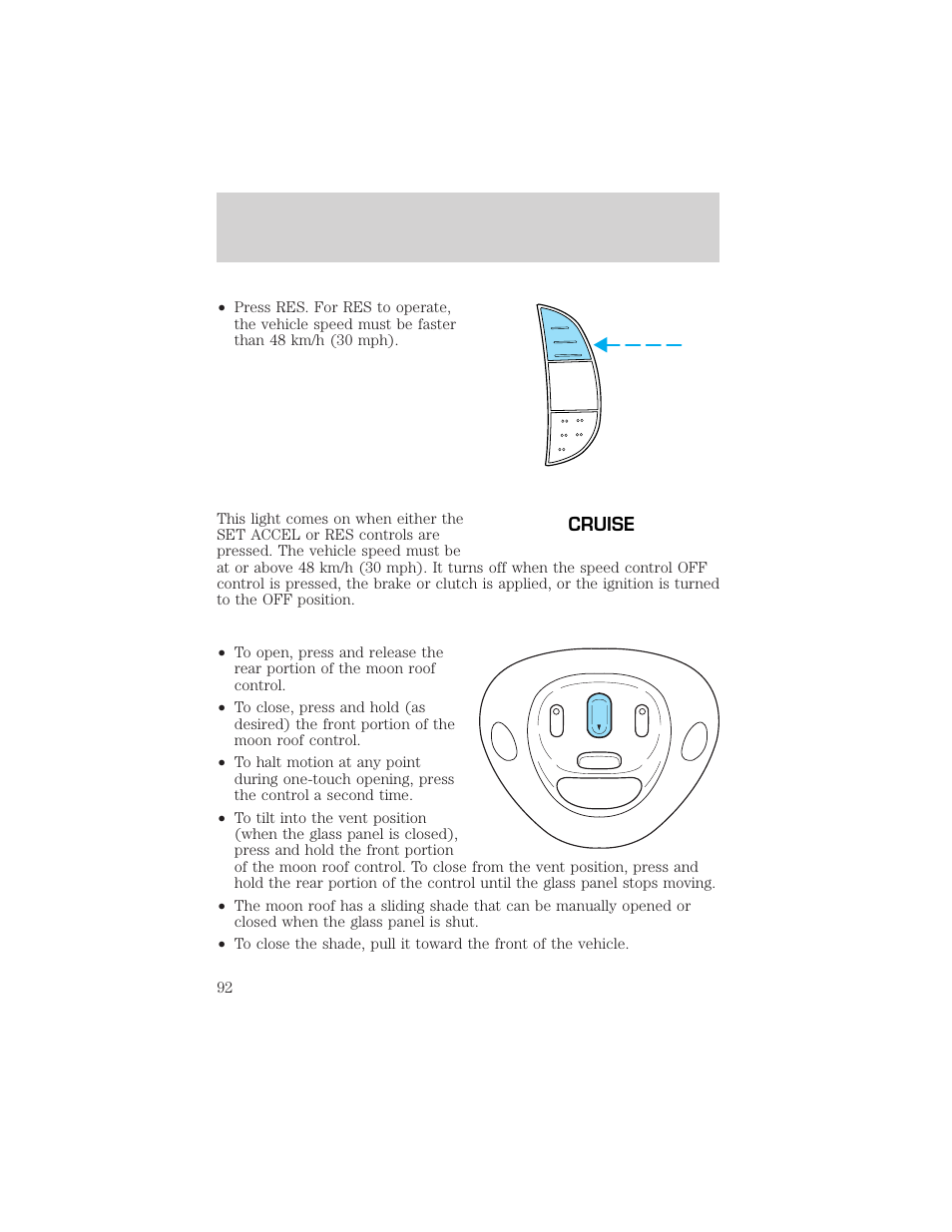 Driver controls, Cruise | FORD 2002 F-150 v.1 User Manual | Page 92 / 320