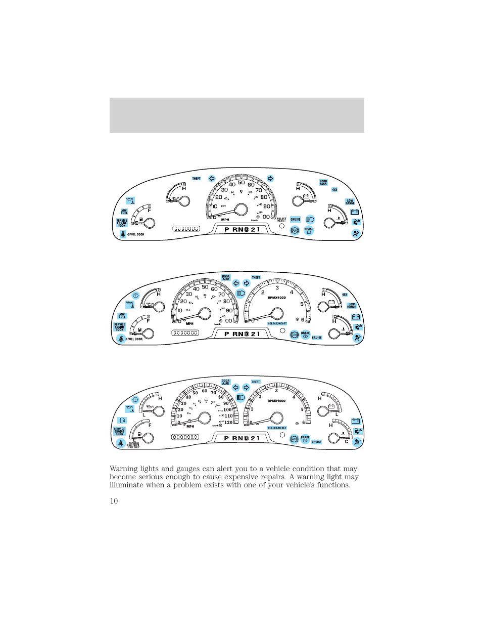 Instrument cluster | FORD 2002 F-150 v.2 User Manual | Page 10 / 312