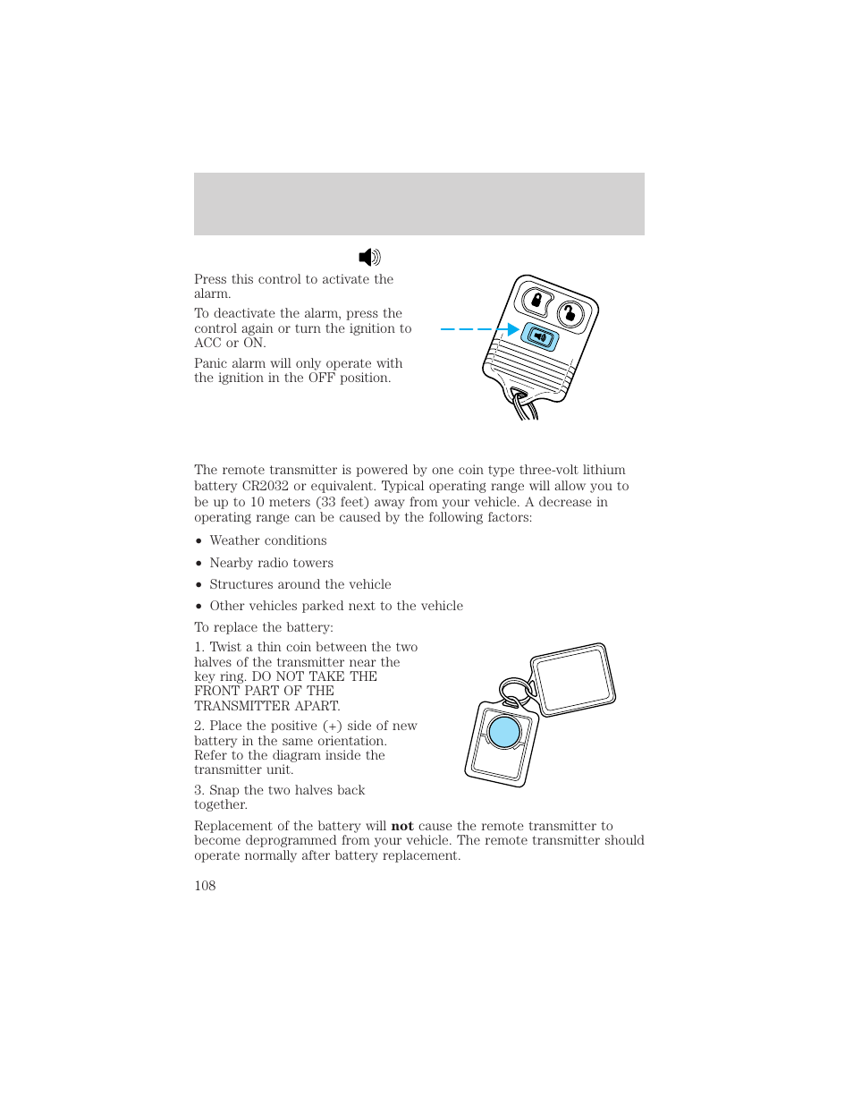 Locks and security | FORD 2002 F-150 v.2 User Manual | Page 108 / 312