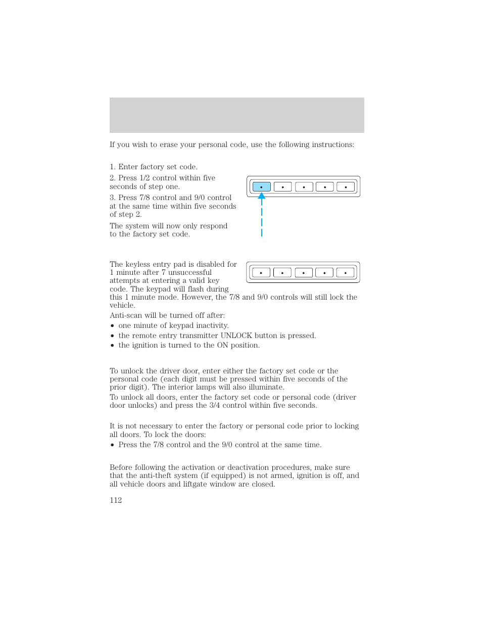 Locks and security | FORD 2002 F-150 v.2 User Manual | Page 112 / 312