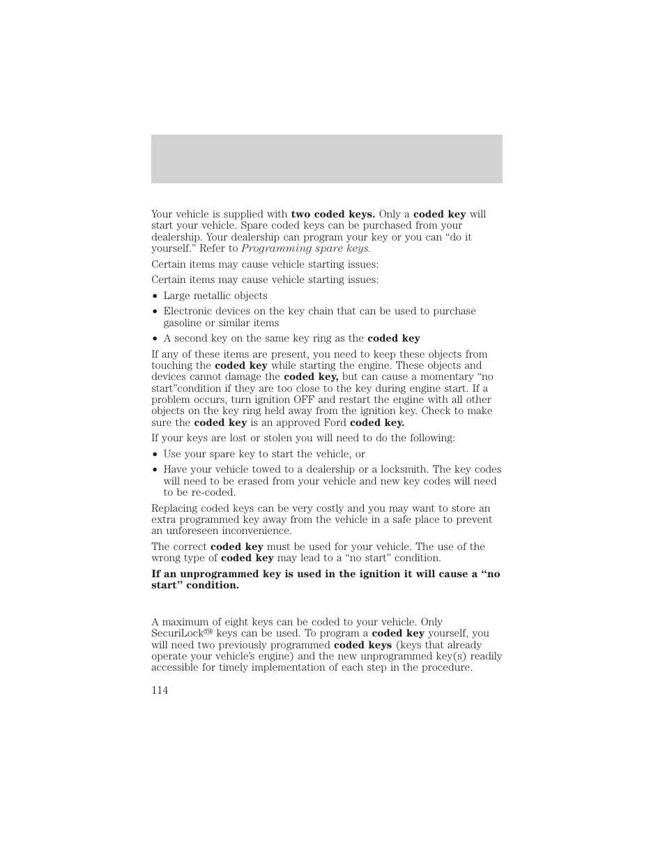 Locks and security | FORD 2002 F-150 v.2 User Manual | Page 114 / 312