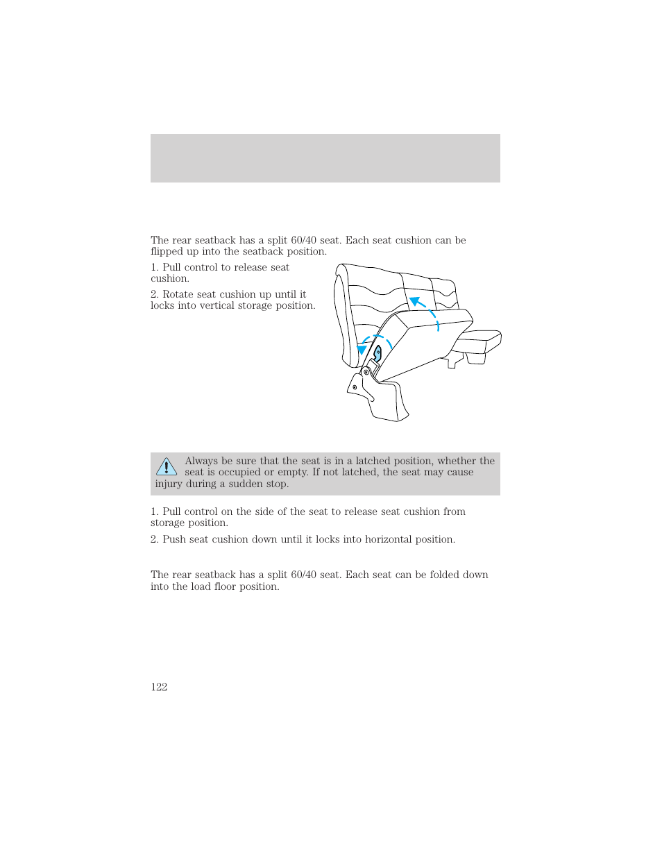 Seating and safety restraints | FORD 2002 F-150 v.2 User Manual | Page 122 / 312