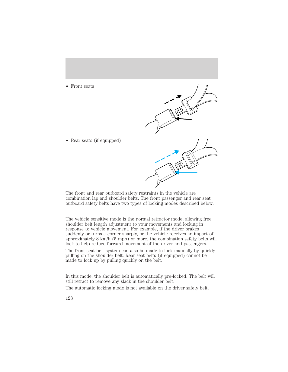Seating and safety restraints | FORD 2002 F-150 v.2 User Manual | Page 128 / 312